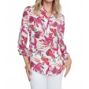 NEW RENUAR breeze button-down blouse in orchid bloom